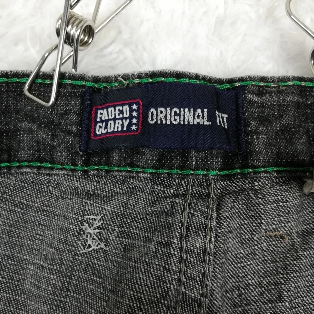 Faded Glory Mens Shorts Denim Black‎ Wash Bermuda Baggy Streetwear 38
